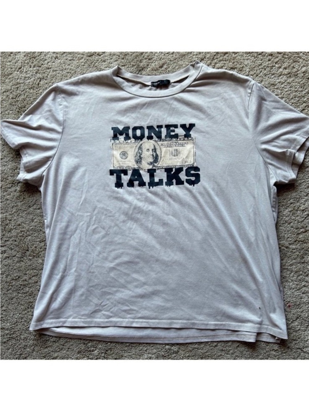 Money Talks Graphic Tee in Light Beige